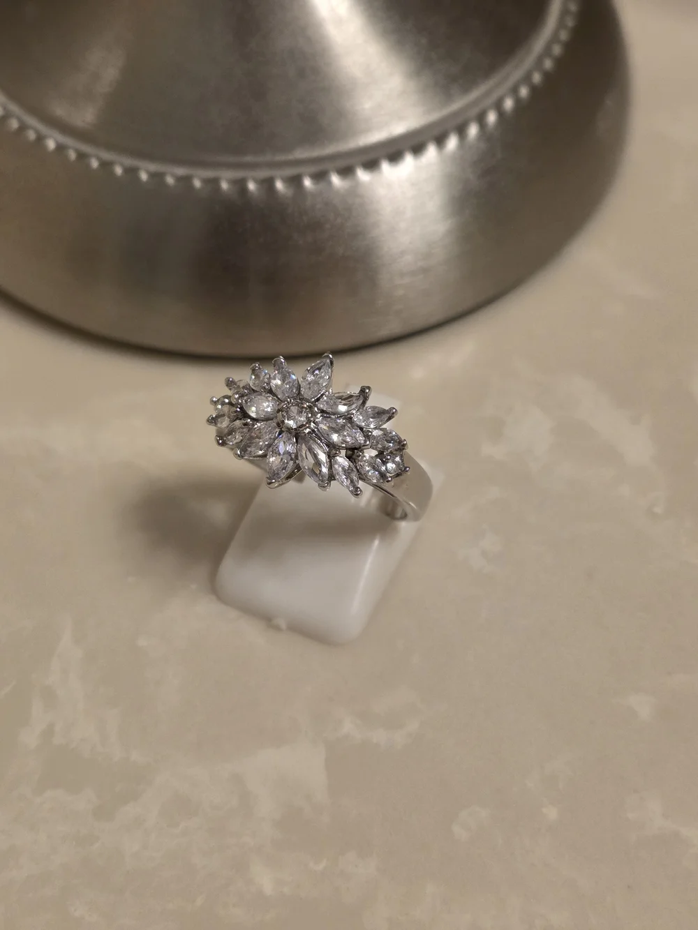 Silver and CZ Cluster Ring Size 8